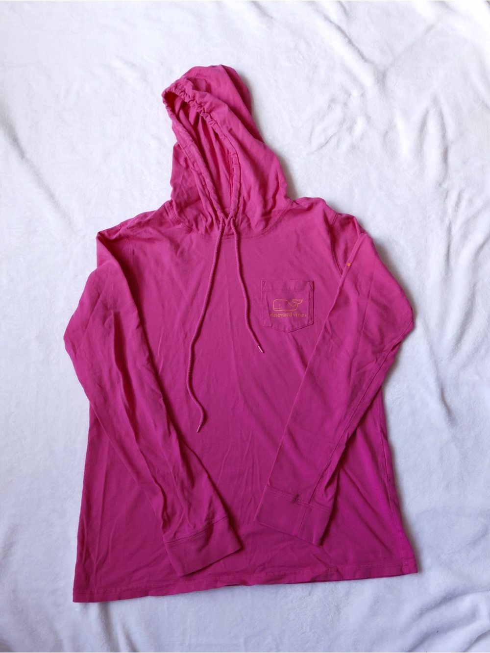 Vineyard Vines Women’s Small Pink Long Sleeve Hooded T-Shirt Whale Logo